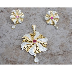 RUBY GOLD DIAMOND PENDANT SET